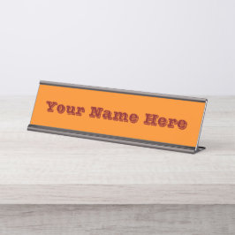 クラシック伝統的パンプキンオレン無地のジカラー デスクネームプレート