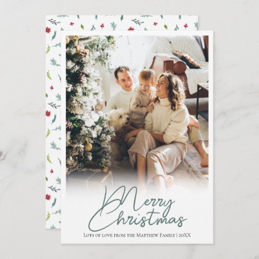 クラシック伝統的家族エレガントクリスマスH シーズンカード (正面/裏面)