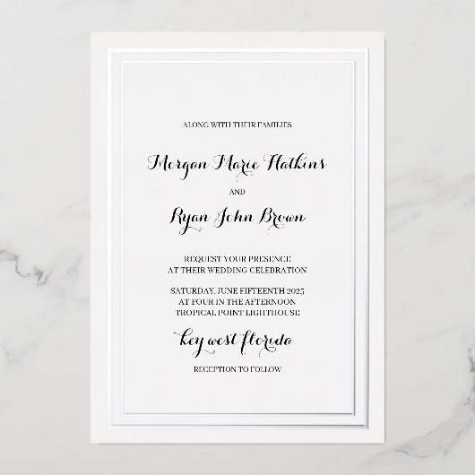 クラシック伝統的結婚式招待状 箔招待状 (正面)