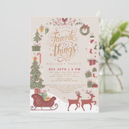 クラシック伝統的赤いお気に入りのパーティー 招待状 (スタンド正面)