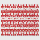 クラシック伝統的赤と白クリスマス ラッピングペーパー (フラット)