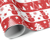 クラシック伝統的赤と白クリスマス ラッピングペーパー (ロールコーナー)