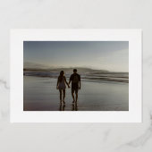 クラシック伝統的金ゴールド結婚式の日付を保存 箔招待状 (裏面)