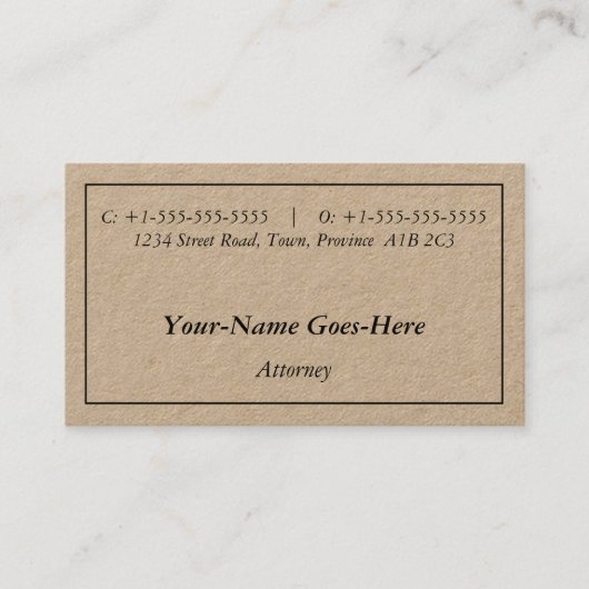 クラシック伝統的Business Card 名刺 (正面)