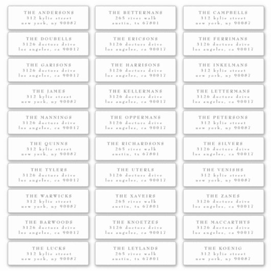 クラシック個人ダークグレーホワイトゲストアドレス シール (正面)