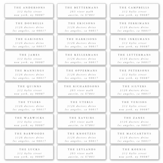 クラシック個人白黒ゲストアドレス シール (正面)