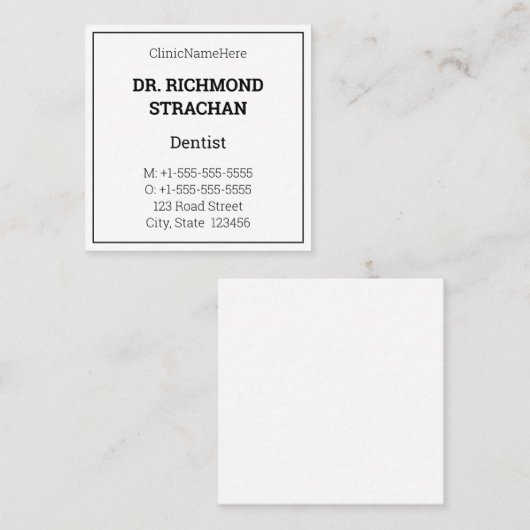 クラシック健康気に専門業証 スクエア名刺 (正面/裏面)