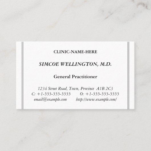 クラシック健康気に専門業証 名刺 (正面)