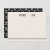 クラシック六角メンズステーショナリー – 石炭 ノートカード (正面/裏面)