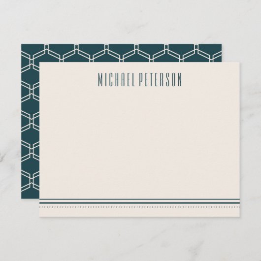 クラシック六角メンズ文房具 – 海 ノートカード (正面/裏面)