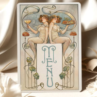 クラシック具象アールヌーボー結婚のメニューカード