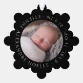 クラシック円スタンプ印ベビー初めてのクリスマス オーナメントカード (裏面)