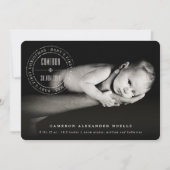 クラシック円スタンプ印ベビー初めてのクリスマス シーズンカード (正面)