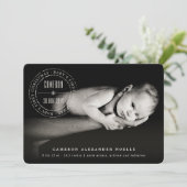 クラシック円スタンプ印ベビー初めてのクリスマス シーズンカード (スタンド正面)