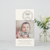 クラシック円スタンプ印ベビー初めてのクリスマス シーズンカード (スタンド正面)