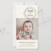 クラシック円スタンプ印ベビー初めてのクリスマス シーズンカード (正面)