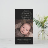 クラシック円スタンプ印ベビー初めてのクリスマス シーズンカード (スタンド正面)