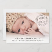 クラシック円スタンプ印ベビー初めてのクリスマス シーズンカード (正面)