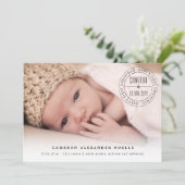 クラシック円スタンプ印ベビー初めてのクリスマス シーズンカード (スタンド正面)