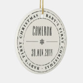 クラシック円スタンプ印ベビー初めてのクリスマス セラミックオーナメント (右)