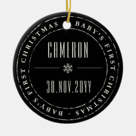クラシック円スタンプ印ベビー初めてのクリスマス セラミックオーナメント
