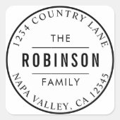 クラシック円ロゴファミリ名差出人住所 スクエアシール (正面)