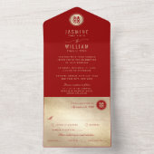 クラシック円二重の幸福中国の結婚の オールインワン招待状 (内側)