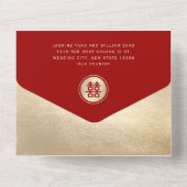 クラシック円二重の幸福中国の結婚の オールインワン招待状 (裏面)