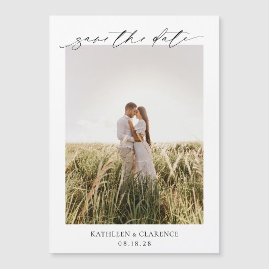 クラシック写真エレガントな結婚式の日付を保存 マグネット招待状 (正面)