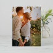 クラシック写真エレガントな結婚式の日付を保存 箔招待状 (立ち正面)