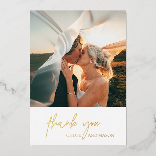 クラシック写真エレガントな結婚式 箔招待状 (正面)