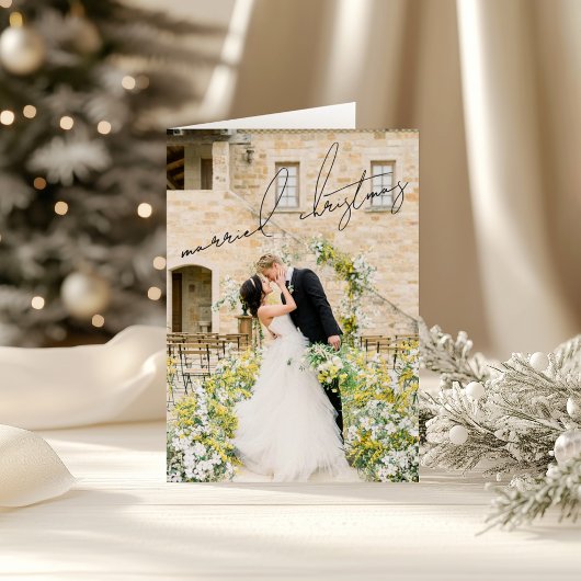 クラシック写真エレガント新婚クリスマス シーズンカード