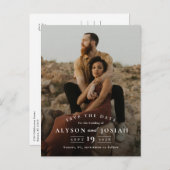 クラシック写真エレガント結婚式の日付の保存 案内ポストカード (正面/裏面)