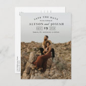 クラシック写真エレガント結婚式の日付の保存 案内ポストカード (正面/裏面)