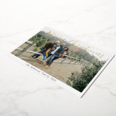 クラシック写真グリーティングメリークリスマス金ゴールドスクリプト 箔シーズンカード (回転した状態)