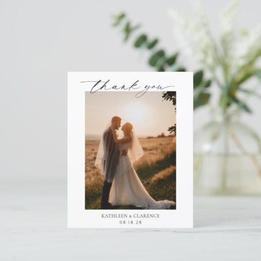 クラシック写真バジェット結婚のサンキューカード (スタンド正面)