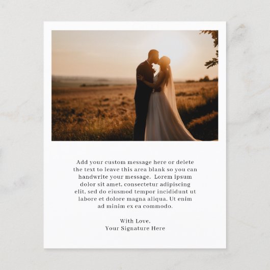 クラシック写真バジェット結婚のサンキューカード (裏面)