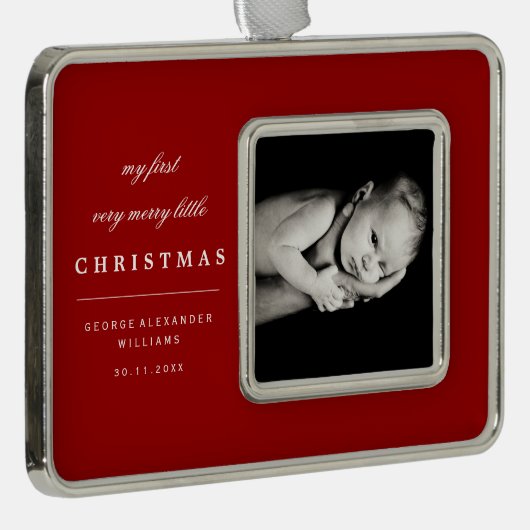 クラシック写真ベビーの最初の非常にメリー小 シルバープレートフレームオーナメント (右)