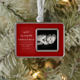 クラシック写真ベビーの最初の非常にメリー小 シルバープレートフレームオーナメント