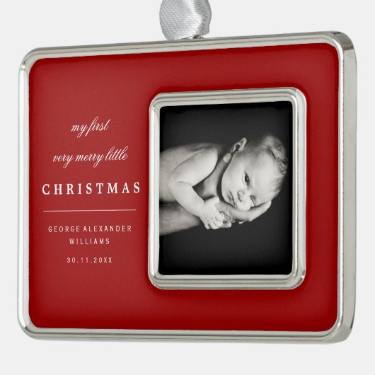 クラシック写真ベビーの最初の非常にメリー小 シルバープレートフレームオーナメント (左)