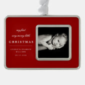 クラシック写真ベビーの最初の非常にメリー小 シルバープレートフレームオーナメント (正面)