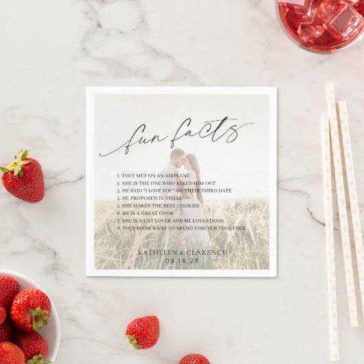 クラシック写真ミニマルおもしろい事実モダン結婚の スタンダードカクテルナプキン (インサイチュ)