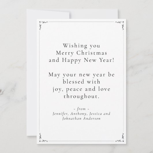 クラシック写真メリークリスマスハッピーニューイヤーカード (裏面)