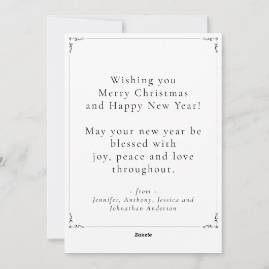 クラシック写真メリークリスマスハッピーニューイヤーカード シーズンカード (裏面)