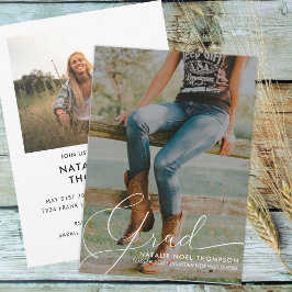 クラシック写真モダン卒業パーティー 招待状