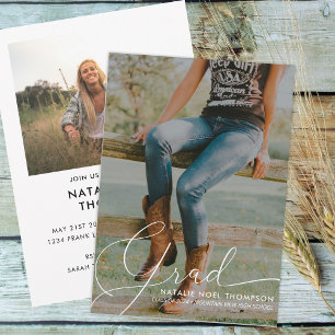 クラシック写真モダン卒業パーティー 招待状