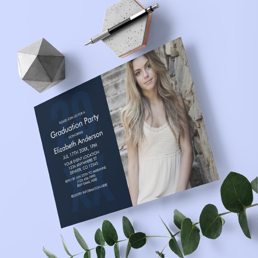 クラシック写真卒業 招待状