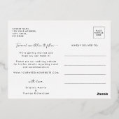 クラシック写真日付の結婚金ゴールドを保存 箔招待状ポストカード (裏面)