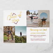 クラシック写真高校卒業 箔招待状 (正面)