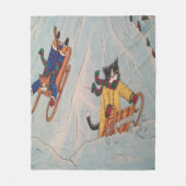 クラシック冬のクリスマスの避寒猫 フリースブランケット (正面)